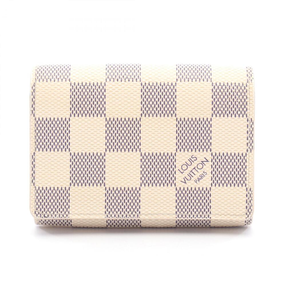 Louis Vuitton Envelope Carte De Visite Card Case Wallet Leather Azur White